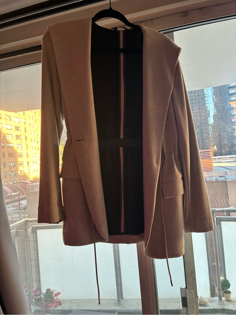 Theory Hooded Drape Jacket- Oatmeal